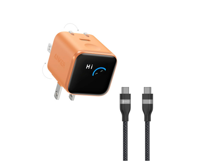 Смарт-зарядка с дисплеем Anker Nano Charger 45W with USB-C to USB-C Cable Orange